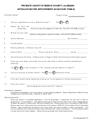 Fillable Application For Appointment As Notary Public Form - Probate Court Of Mobile County, Alabama Printable pdf