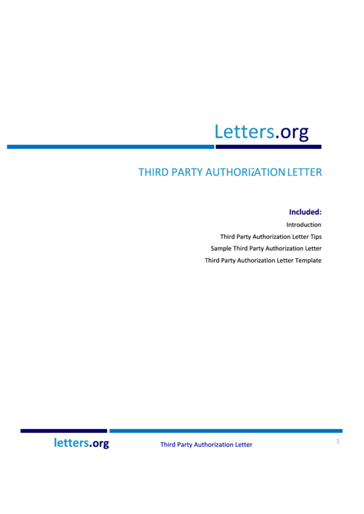 Third Party Authorization Letter Printable pdf