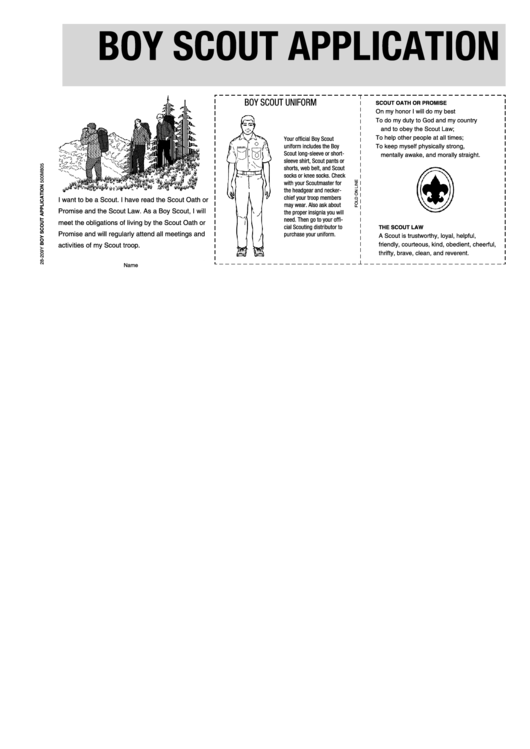 Boy Scout Application Packet Printable pdf