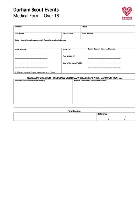 Medical Form Over 18 Printable pdf