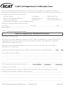 Gold Card Impairment Certification Form Printable pdf