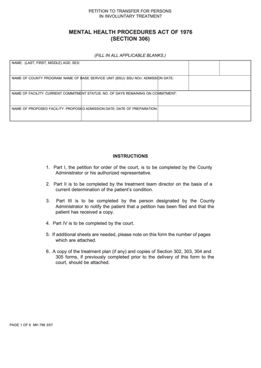 Mental Health Procedures Act Of 1976 Printable pdf
