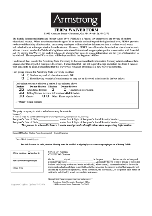 Ferpa Waiver Form