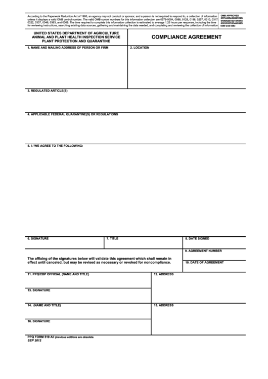 Fillable Compliance Agreement Printable pdf