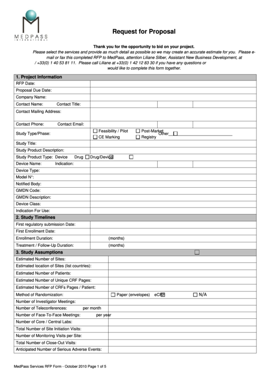 Medpass Request For Proposal Printable pdf