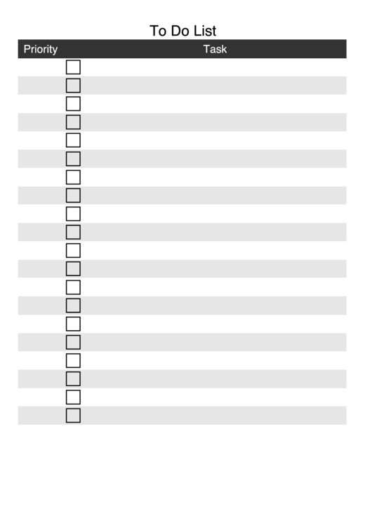 Priority Checklist To Do List Printable pdf