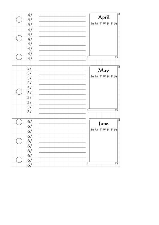 April - June Planner Printable pdf