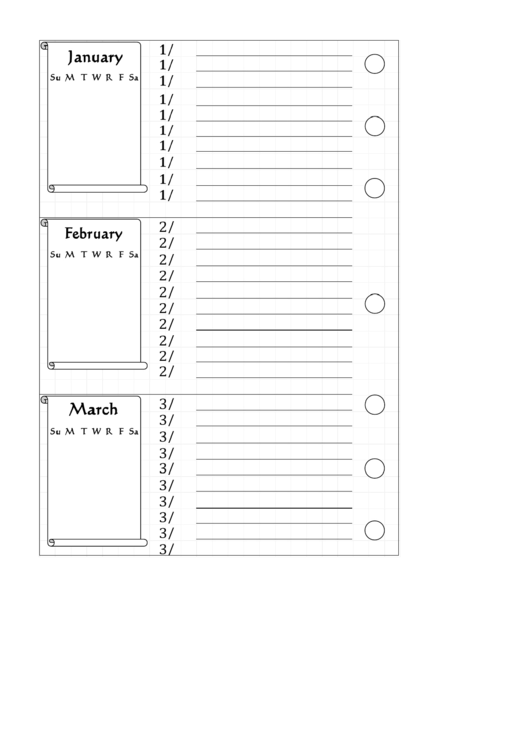 January - March Planner Printable pdf