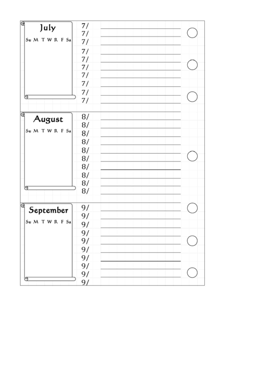 July - September Planner Printable pdf