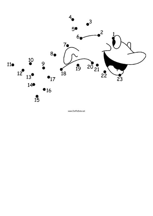 Smiling Shark Dot-To-Dot Sheet Printable pdf