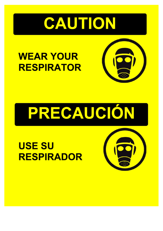 Caution Wear Respirator Bilingual Printable pdf