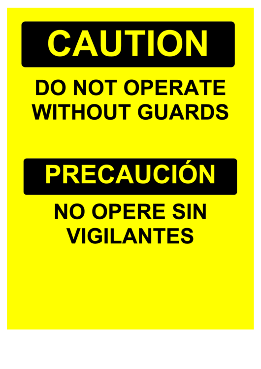 Caution Guards Required Bilingual Printable pdf