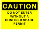 Caution Confined Space Permit