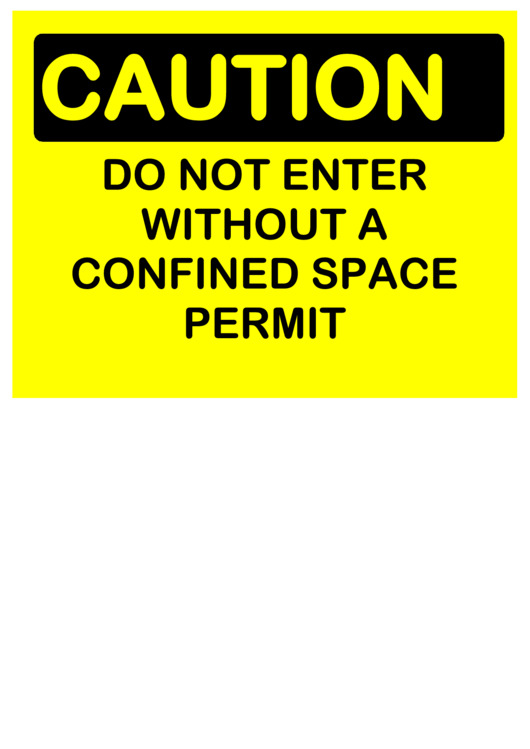 Caution Confined Space Permit Printable pdf