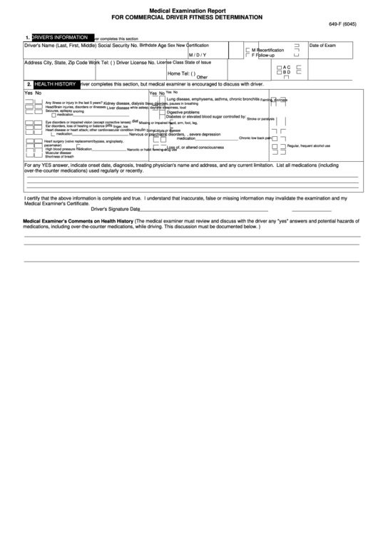 Fillable Medical Examination Report Form Printable pdf