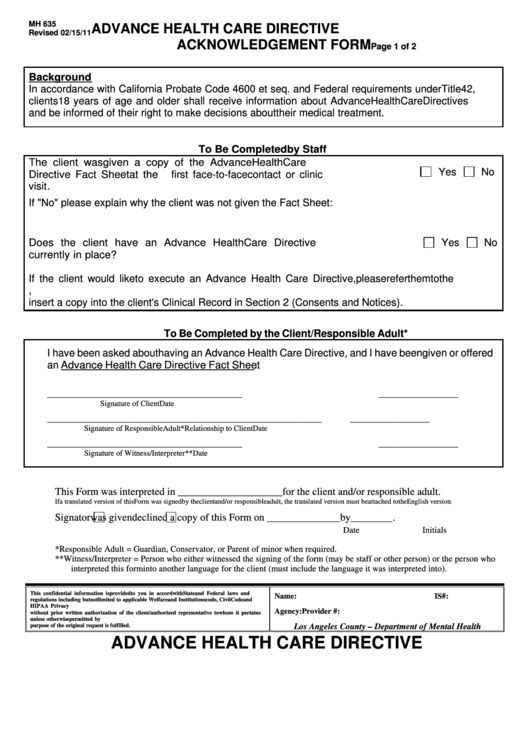 Advance Health Care Directive Printable Pdf Download