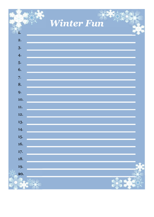 Winter To Do List Printable pdf