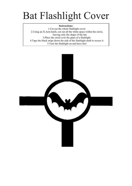 Bat Flachlight Cover Template Printable pdf