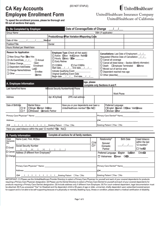 Insurance Enrollment Form Template Free Online Form Templates Create 