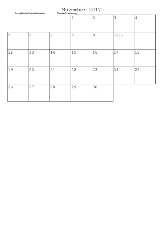November 2017 Calendar Template Printable pdf