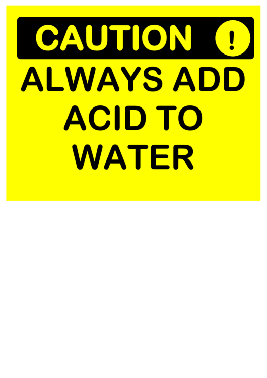 Caution Acid Water Printable pdf