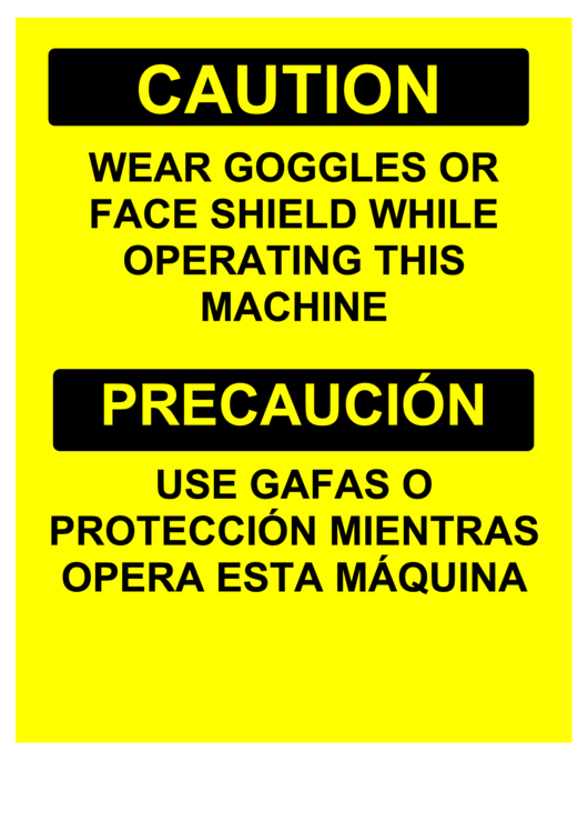 Caution Wear Goggles Sign Printable pdf