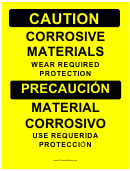 Caution Corrosive Materials Bilingual