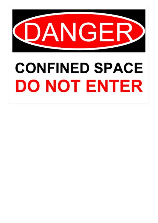 Danger Confined Space Printable pdf