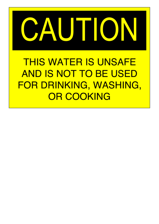 Caution Water Unsafe Printable pdf