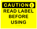 Caution Read Label