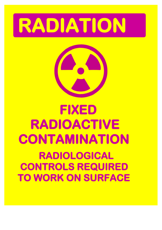 Caution Radiation Contamination Printable pdf