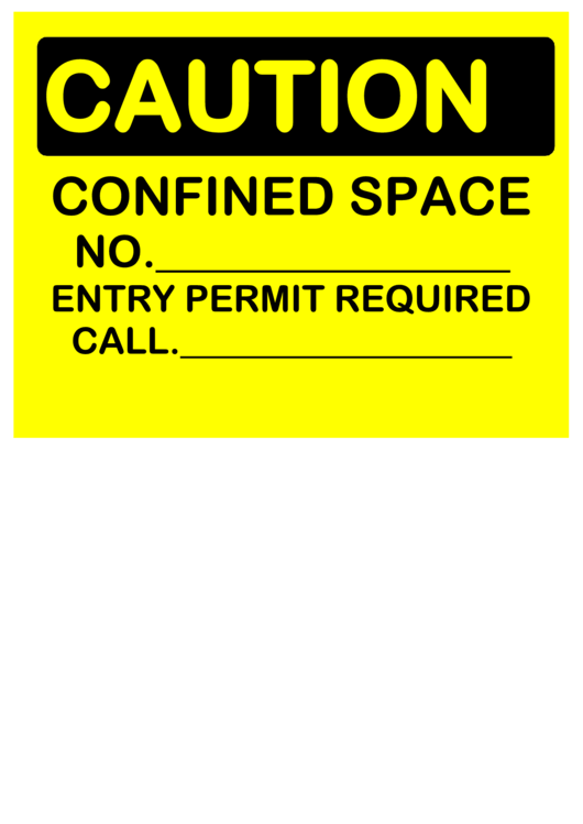 Caution Confined Space 2 Printable pdf