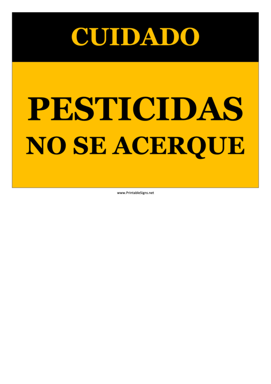 Caution Pesticides Keep Out Sign - Spanish Printable pdf