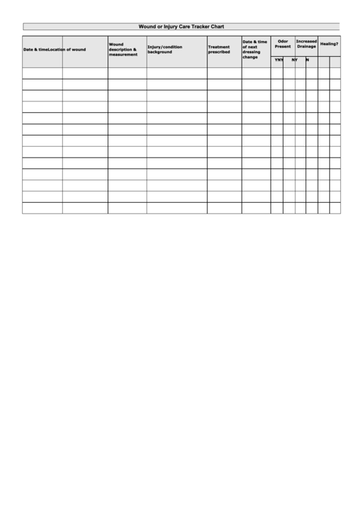 Wound Care Tracker Chart Printable pdf