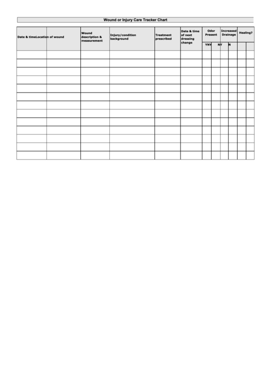 Wound Care Tracker Chart Printable Pdf Download