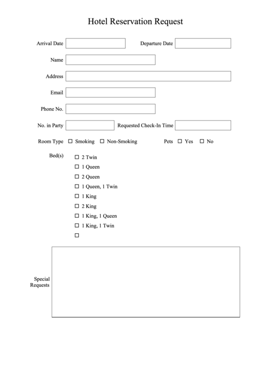 Hotel Reservation Template Printable pdf