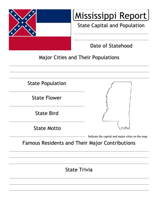 State Research Report Template - Mississippi Printable pdf