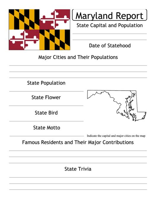 State Research Report Template - Maryland Printable pdf