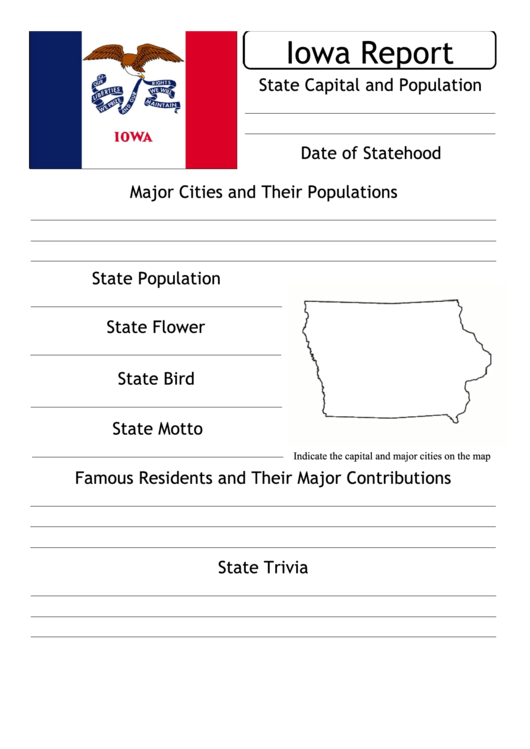 State Research Report Template - Iowa Printable pdf
