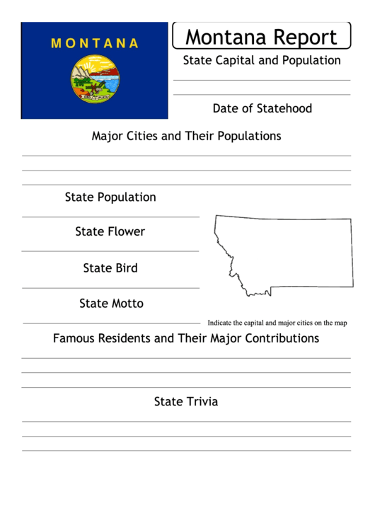 State Research Report Template - Montana Printable pdf