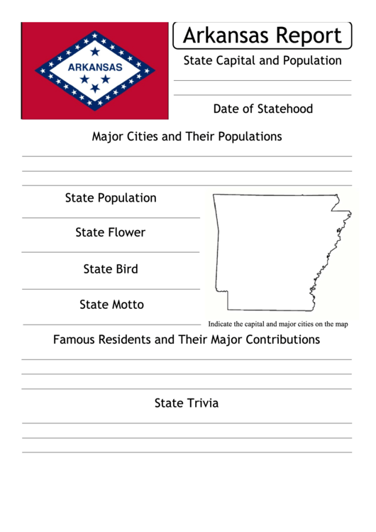 State Research Report Template - Arkansas Printable pdf