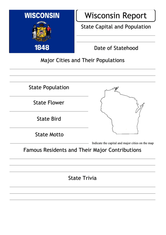 State Research Report Template - Wisconsin Printable pdf