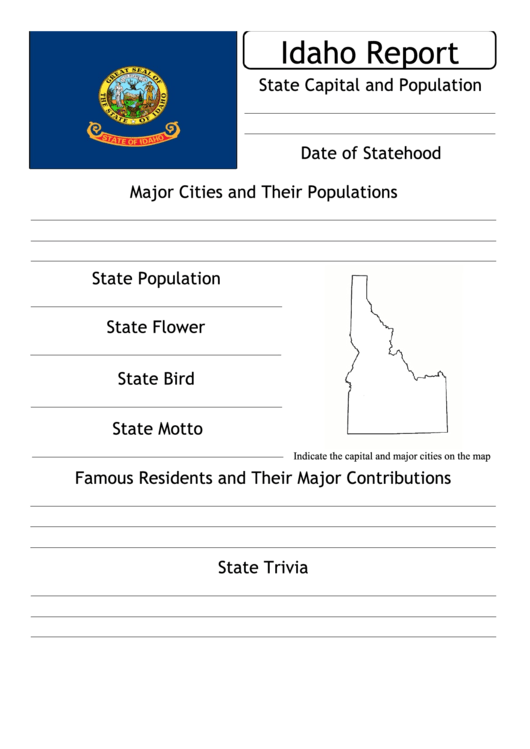State Research Report Template - Idaho Printable pdf