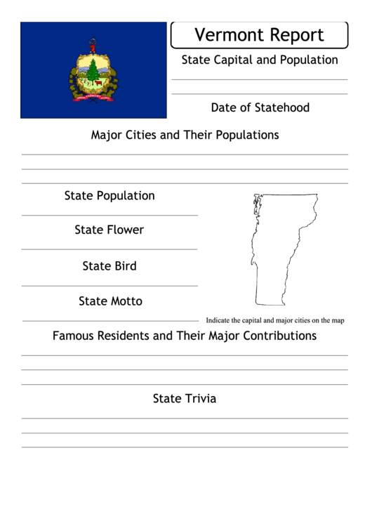 State Research Report Template - Vermont Printable pdf