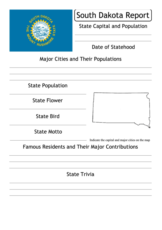 State Research Report Template - South Dakota Printable pdf