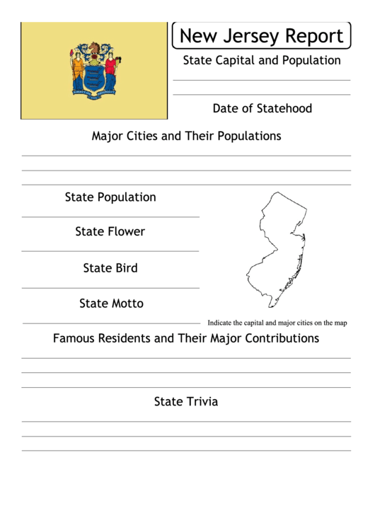 Fillable State Research Report Template - New Jersey Printable pdf