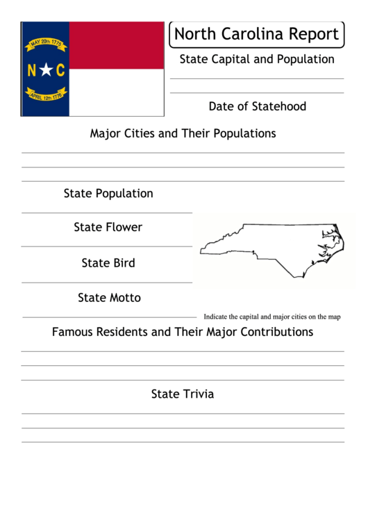 State Research Report Template - North Carolina Printable pdf