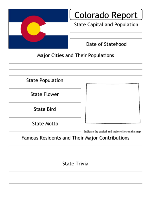 State Research Report Template - Colorado Printable pdf