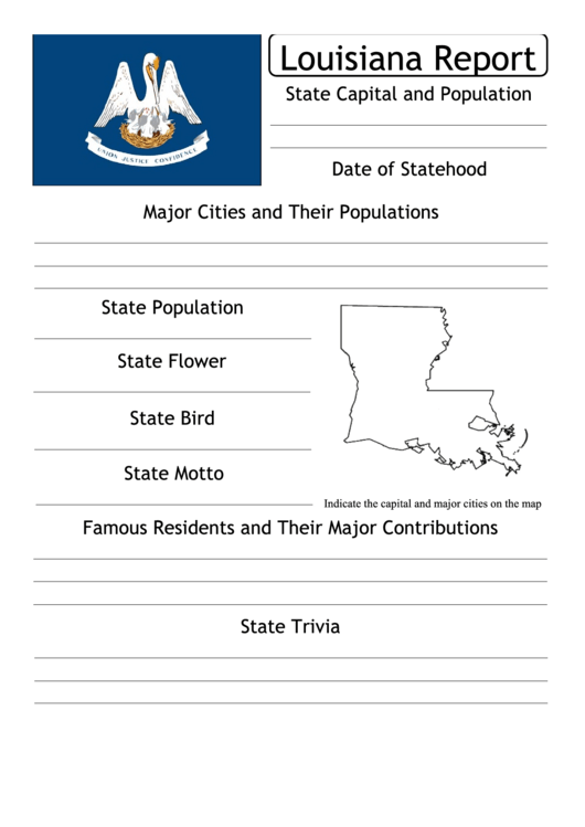 State Research Report Template - Louisiana Printable pdf