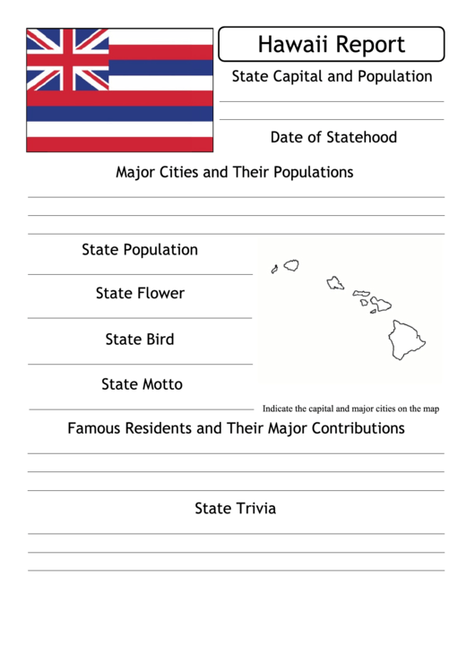 State Research Report Template - Hawaii Printable pdf